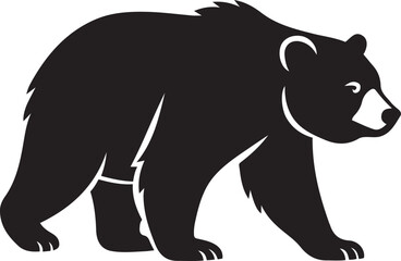 Walking bear silhouette vector, Black wildlife animal illustration