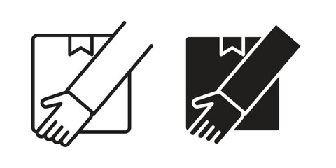 Hand holding box icon