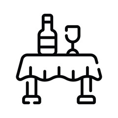 A linear icon showing decorated wine tasting table