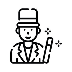 Icon showing magician in action in linear style