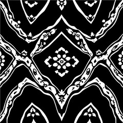 Wavy boho floral triangle pattern, distorted perspective, optical illusion effect