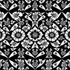 Wavy boho floral triangle pattern, distorted perspective, optical illusion effect
