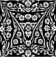 Wavy boho floral triangle pattern, distorted perspective, optical illusion effect