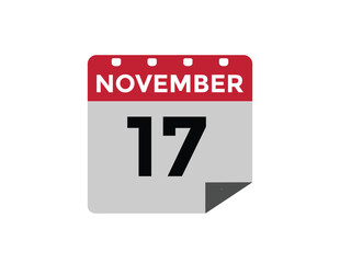 Basic RG17 November, calendar date icon. 17 November Calendar Date for Deadlines or Appointment. Day, month. vector illustration.
