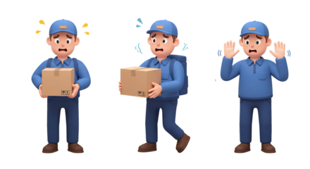 困った配達員さんの３コマ漫画イラスト