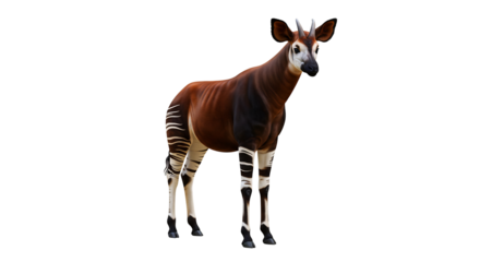 オカピの美しい縞模様　神秘的なアフリカの動物