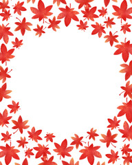 紅葉　水彩風イラスト　秋の縦フレーム　秋の招待状・カードデザイン・ポスター・和風デザイン・年賀状制作向け