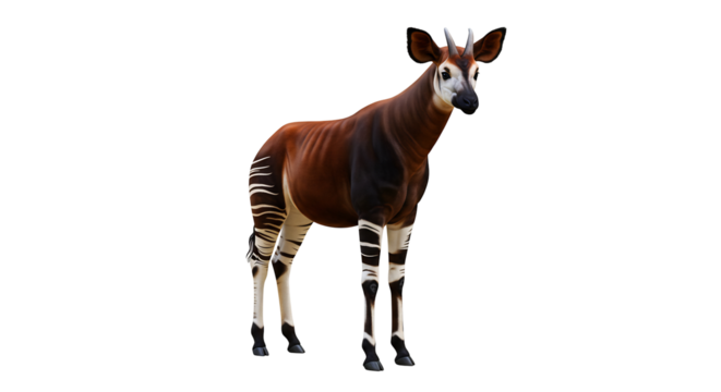 オカピの美しい縞模様　神秘的なアフリカの動物