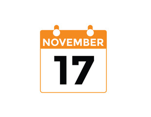 Basic RG17 November, calendar date icon. 17 November Calendar Date for Deadlines or Appointment. Day, month. vector illustration.
