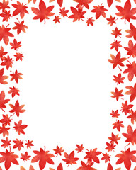 紅葉　水彩風イラスト　秋の縦フレーム　秋の招待状・カードデザイン・ポスター・和風デザイン・年賀状制作向け