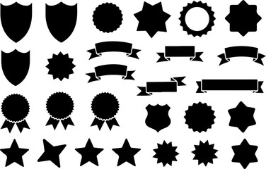 Badge, Shield, and Star Silhouette Vector Bundle