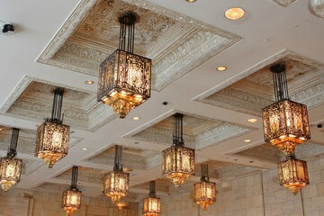 Fototapeta premium Ornate ceiling with hanging lights