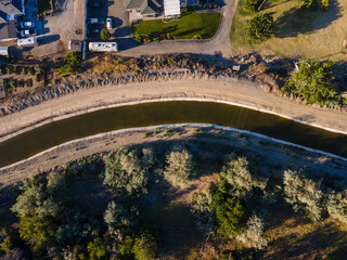 Aerial top down of nature meadow during summer in Yakima Valley Kennewick Richland Washington