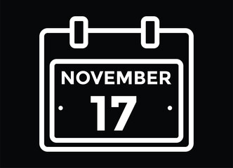 Basic RG17 November, calendar date icon. 17 November Calendar Date for Deadlines or Appointment. Day, month. vector illustration.
