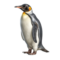 Fototapeta premium Emperor penguin standing on black ground