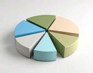 Obraz premium 3D Pastel Pie Chart with Six Segments