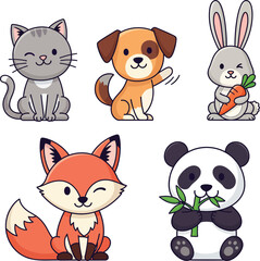 Fototapeta premium Adorable cartoon animals perfect for children's designs & fun