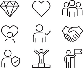 Diamond heart people handshake checked person winner flag jewel precious
