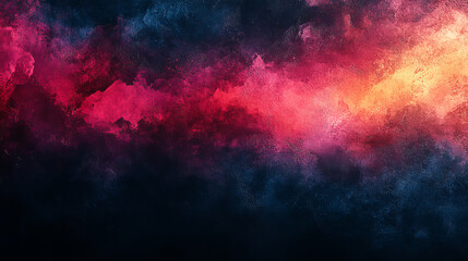 Fototapeta premium Abstract, vibrant cloud-like formations of deep reds, oranges, and blues, blending into a dark background