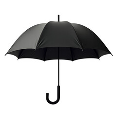Elegant black umbrella against a transparent background for protection and style