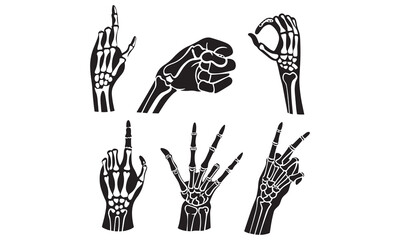 Skeleton Hand Gesture Icons Vector Illustrations of Skeletal Hand Signs