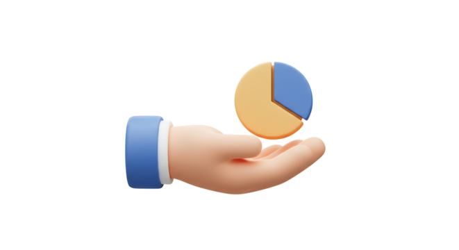 円グラフを優しく支える手