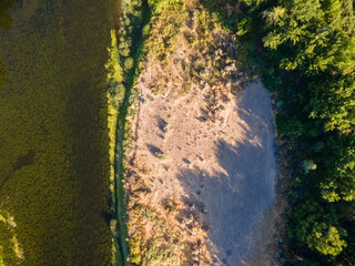 Aerial top down of nature meadow during summer in Yakima Valley Kennewick Richland Washington