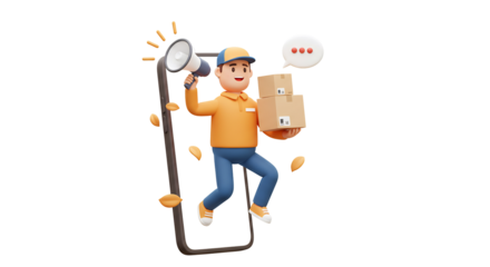 スマホから飛び出す元気な配達員！秋のキャンペーン告知