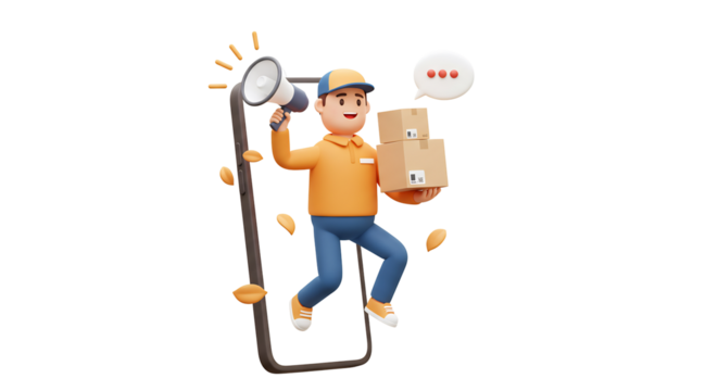 スマホから飛び出す元気な配達員！秋のキャンペーン告知