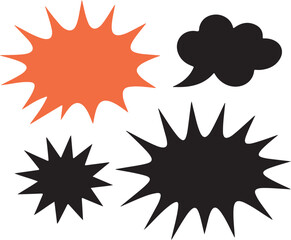 Four comic style speech bubbles isolated on transparent background