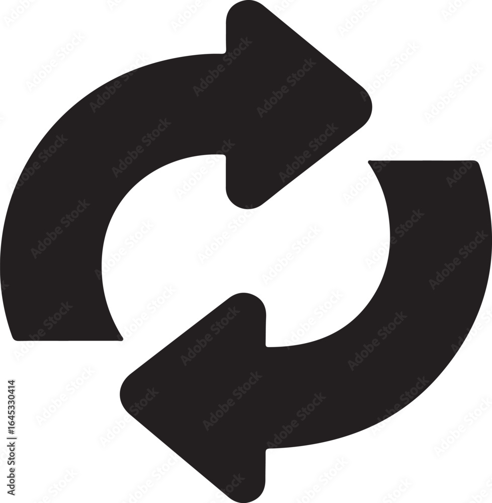 Poster black circular arrows refresh reload icon isolated on transparent background