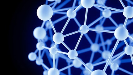 Futuristic interconnected spheres in blue and white, showcasing abstract digital artistry.