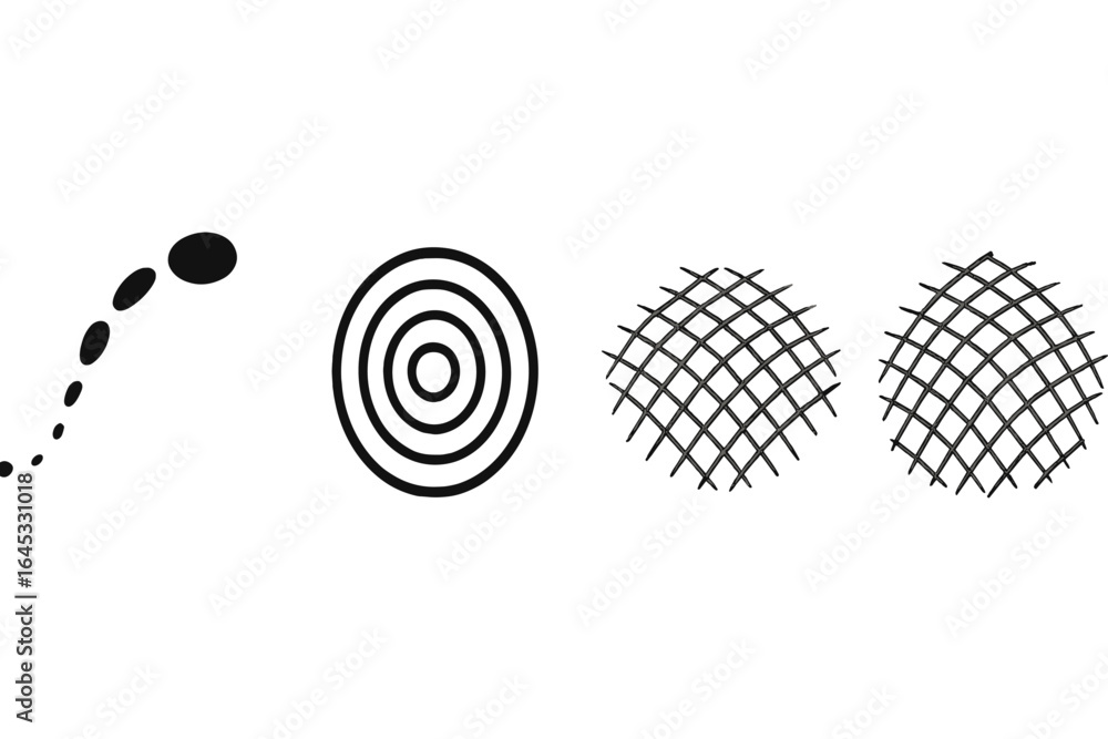Poster abstract shapes representing movement, rhythm, and connectivity in a minimalistic design focused on 