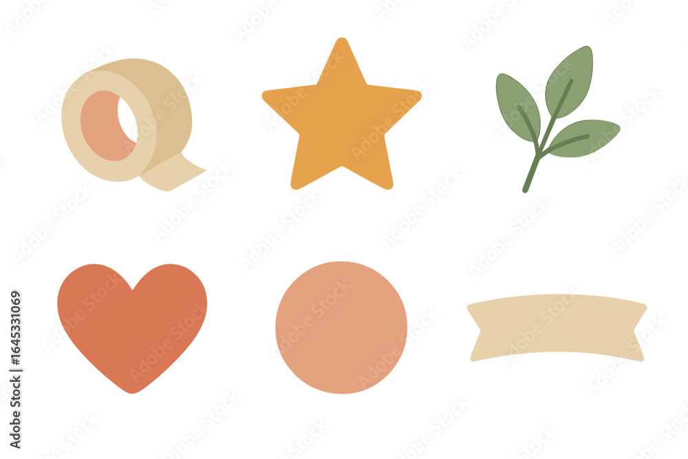Poster colorful shapes and symbols designed for creative projects and decorations in a simple layout