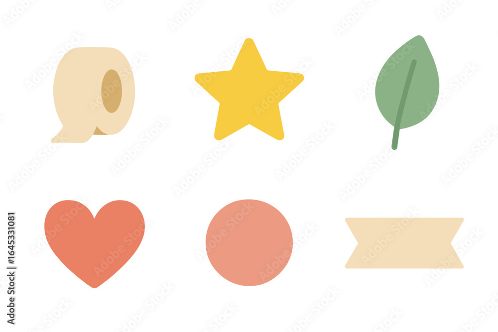 Poster colorful decorative icons arranged in a simple layout suitable for various creative projects