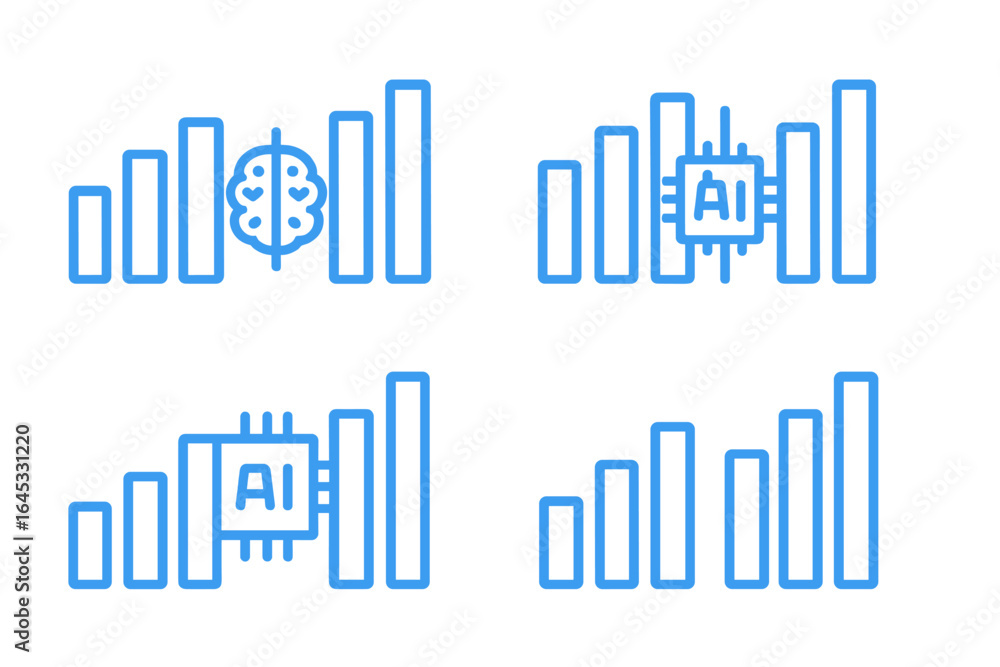 Poster visual representation of data analytics and artificial intelligence concepts in a modern design