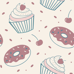 seamless cupcake pattern