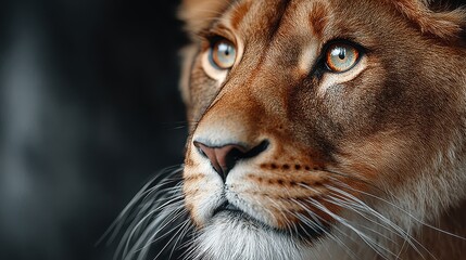 Obraz premium Close-up Portrait of a Majestic Lioness with Intense Gaze and Detailed Fur