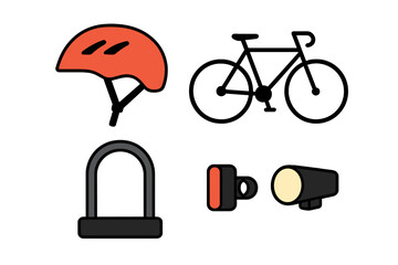 Fototapeta premium Essential cycling gear and accessories for safety and convenience during rides