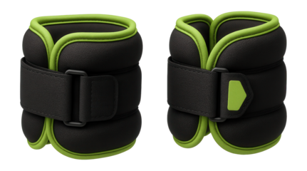 Fabric-covered ankle weights with reinforced stitching for leg strengthening