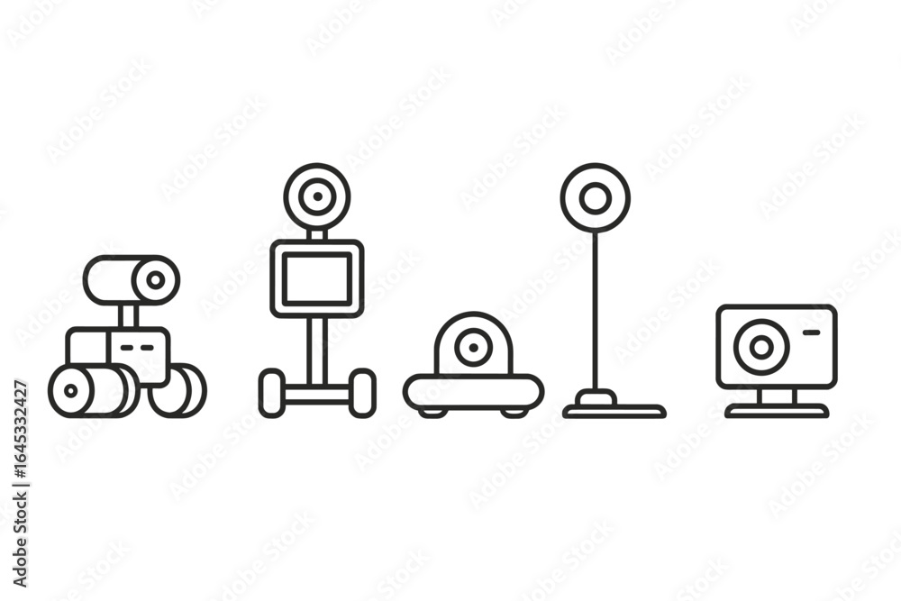 Poster various types of robots designed for monitoring and communication in modern technology showcases