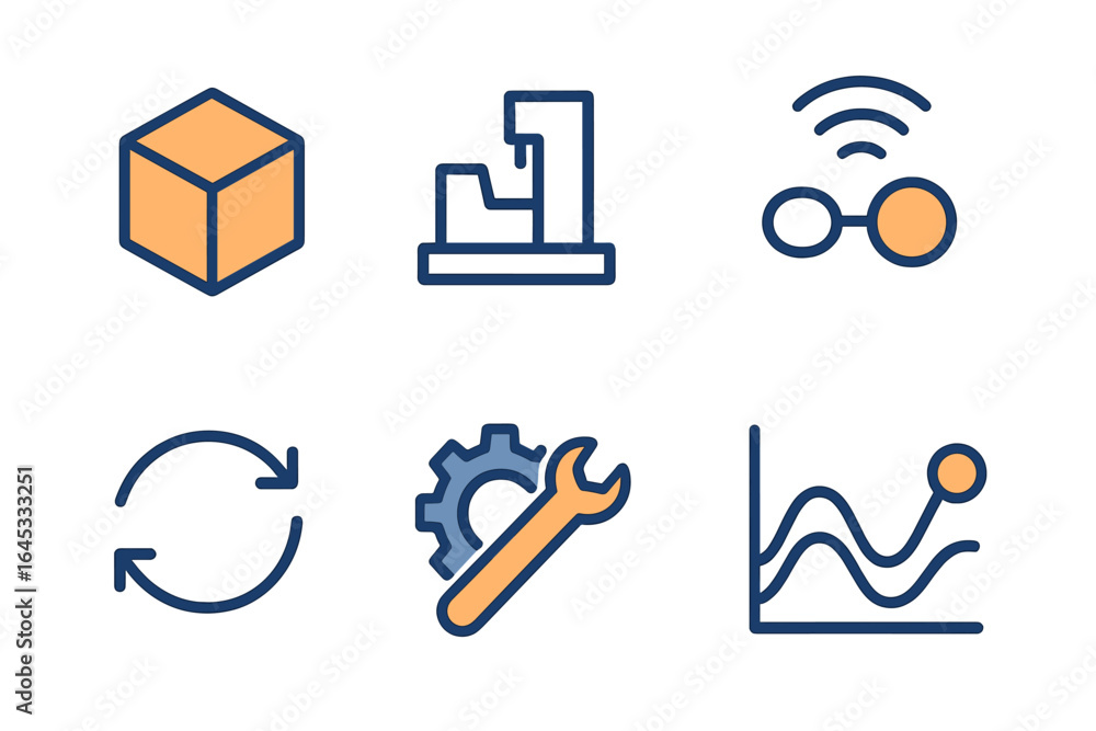 Poster visual representation of logistics and production concepts illustrating modern technology and data a
