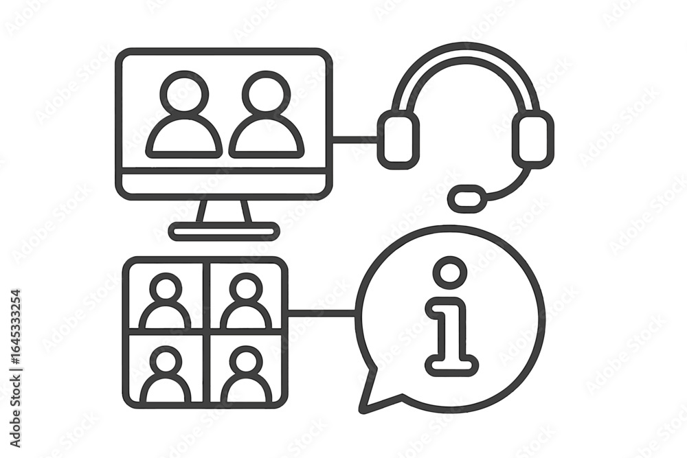 Aufkleber visual representation of online meeting tools and collaboration in a digital workspace environment