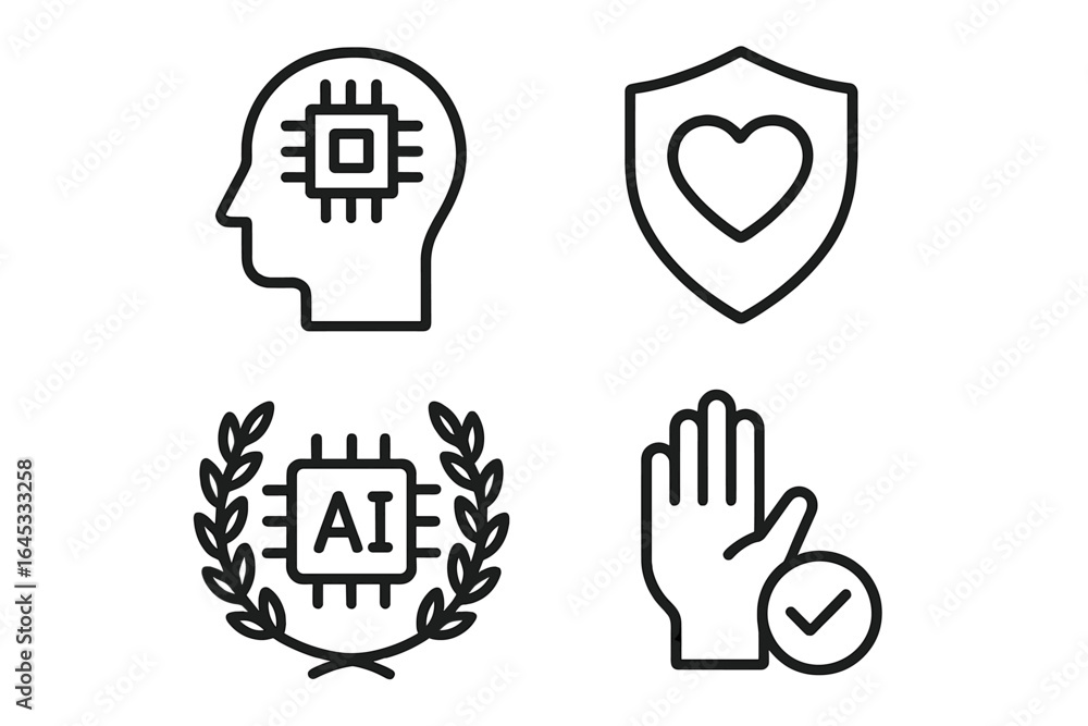 Poster visual representation of artificial intelligence concepts and their influence on health and ethics