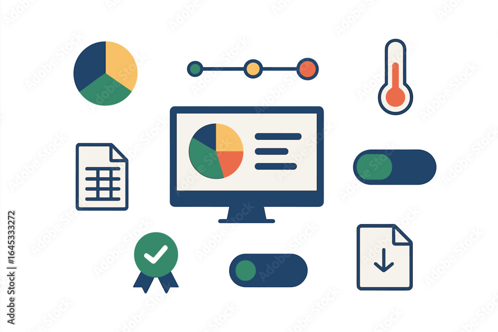 Poster data visualization and analysis tools displayed on a computer screen in a modern workspace environme