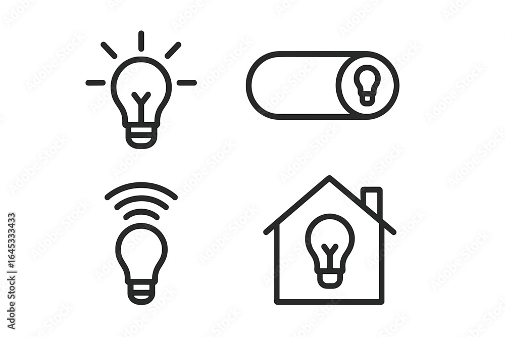 Poster Smart lighting icons representing various functionalities and features for modern home automation systems