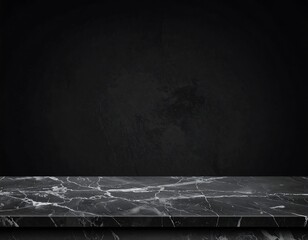 Dark marble surface against a textured black backdrop