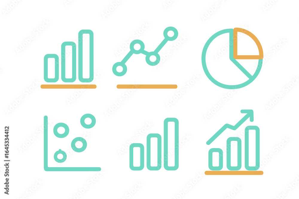 Poster visual representation of data analysis tools featuring graphs and charts for information presentatio