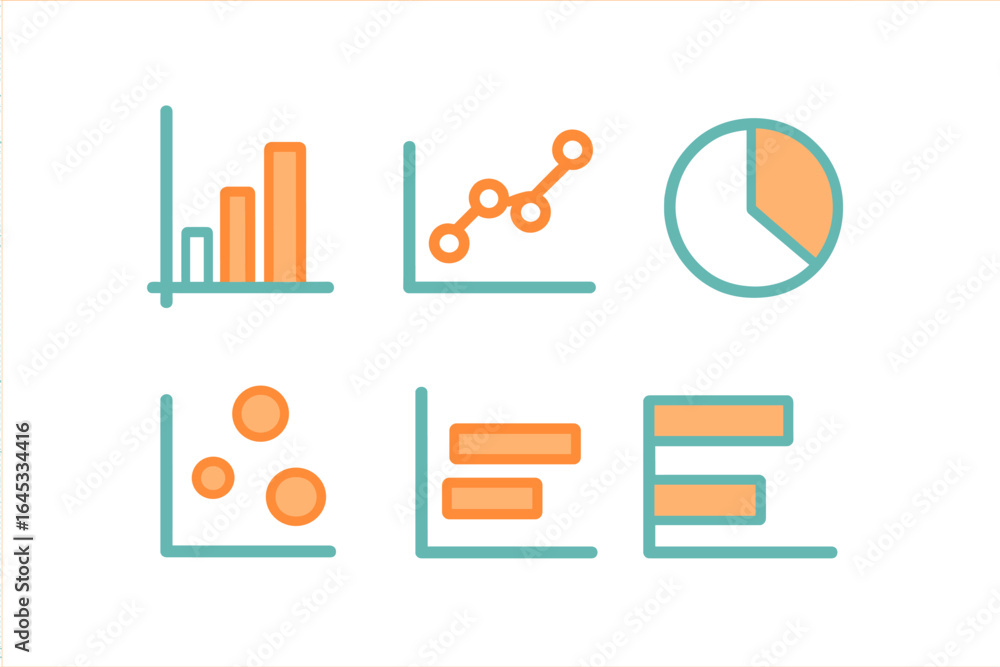 Poster visual representation of various data types and analytics elements for business presentations and re