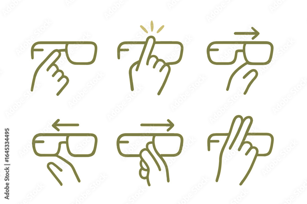 Poster Instructions for operating a pair of smart glasses in a clear step-by-step guide format